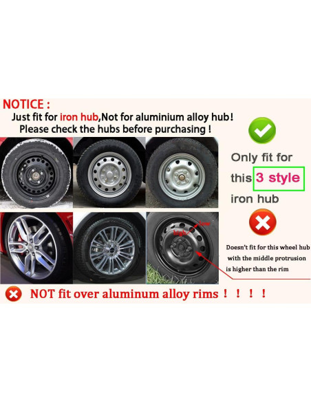 Tapa de Rueda Universal Aiqiying 15" ABS Negro - Juego de 4