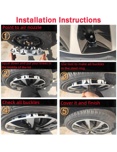 Tapa de Rueda Universal Aiqiying 15" ABS Negro - Juego de 4