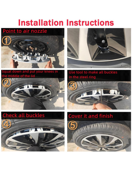 Tapa de Rueda Universal Aiqiying 15" ABS Negro - Juego de 4