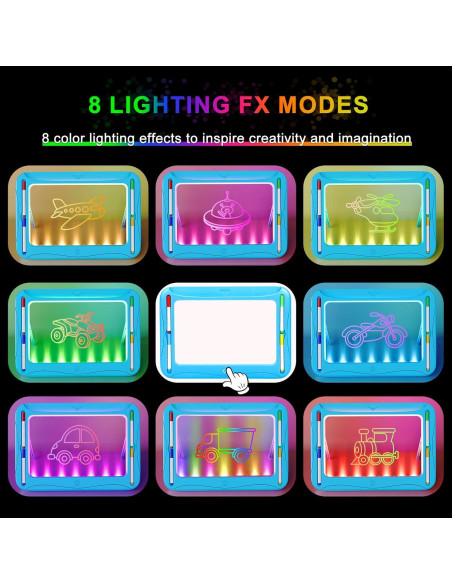 Tablero de Dibujo LED MERGUEZ Azul, 9 Tarjetas, 6 Marcadores