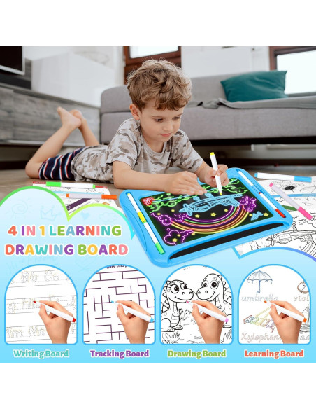 Tablero de Dibujo LED MERGUEZ Azul, 9 Tarjetas, 6 Marcadores