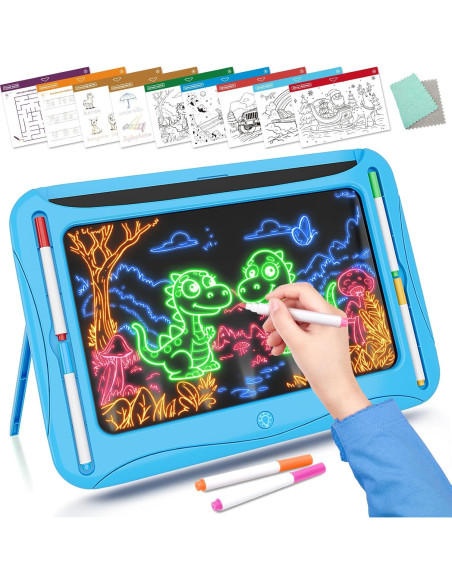Tablero de Dibujo LED MERGUEZ Azul, 9 Tarjetas, 6 Marcadores