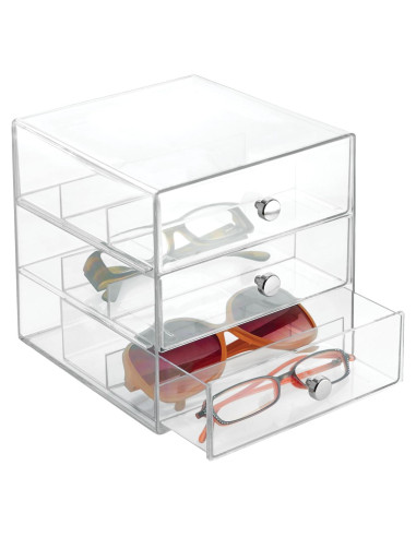 Organizador de Tocador iDesign 3 Cajones Plástico Transparente 17.78x16.51x16.51 cm
