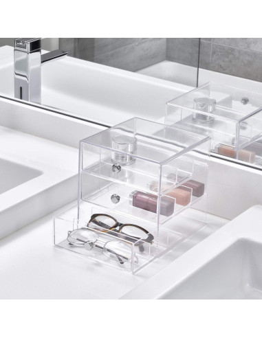 Organizador de Tocador iDesign 3 Cajones Plástico Transparente 17.78x16.51x16.51 cm