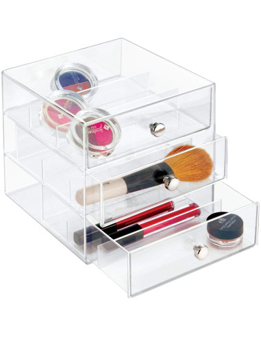 Organizador de Tocador iDesign 3 Cajones Plástico Transparente 17.78x16.51x16.51 cm
