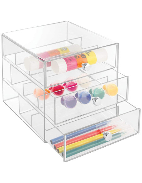 Organizador de Tocador iDesign 3 Cajones Plástico Transparente 17.78x16.51x16.51 cm