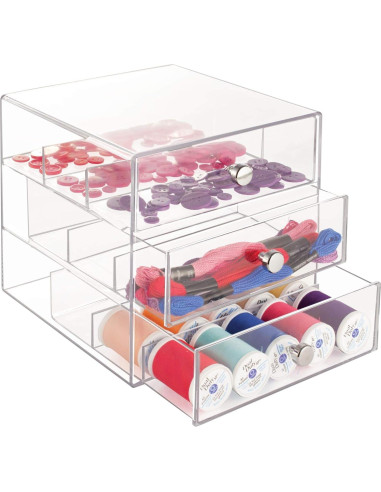 Organizador de Tocador iDesign 3 Cajones Plástico Transparente 17.78x16.51x16.51 cm