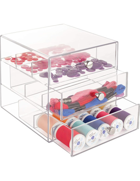 Organizador de Tocador iDesign 3 Cajones Plástico Transparente 17.78x16.51x16.51 cm