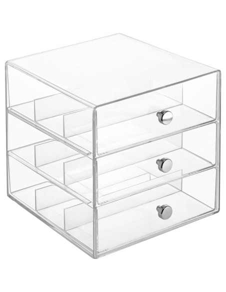Organizador de Tocador iDesign 3 Cajones Plástico Transparente 17.78x16.51x16.51 cm