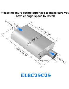 Silenciador de escape ELSHINE 2.5" 45.72 cm acero anticorrosivo 2
