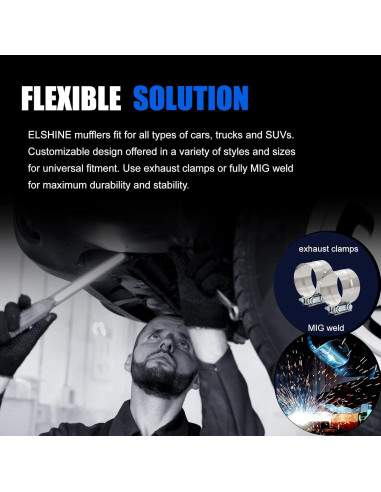Silenciador de escape ELSHINE 2.5" 45.72 cm acero anticorrosivo