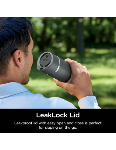 Taza de Viaje Ninja Sorbo Perfecto 16oz Acero Inoxidable Negro