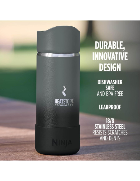 Taza de Viaje Ninja Sorbo Perfecto 16oz Acero Inoxidable Negro