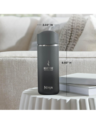 Taza de Viaje Ninja Sorbo Perfecto 16oz Acero Inoxidable Negro