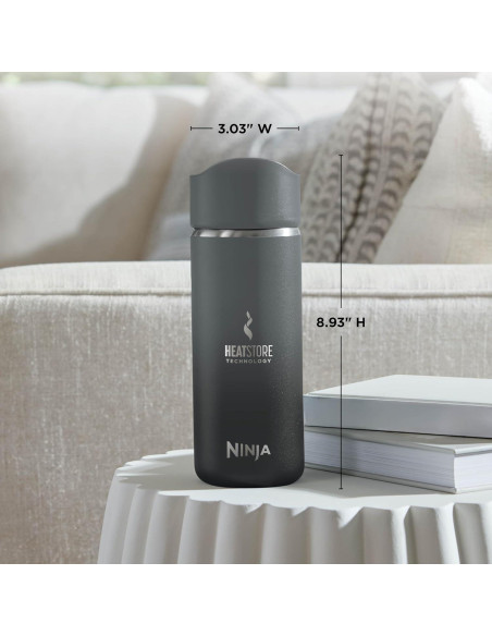 Taza de Viaje Ninja Sorbo Perfecto 16oz Acero Inoxidable Negro