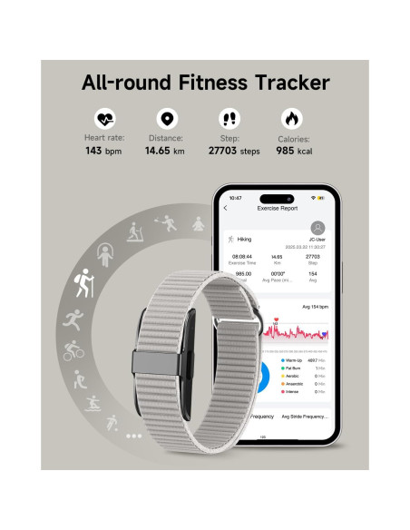 Rastreador de Salud AKUMAKA, Monitor de Sueño y Frecuencia Cardíaca