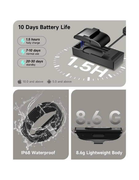 Rastreador de Salud AKUMAKA, Monitor de Sueño y Frecuencia Cardíaca