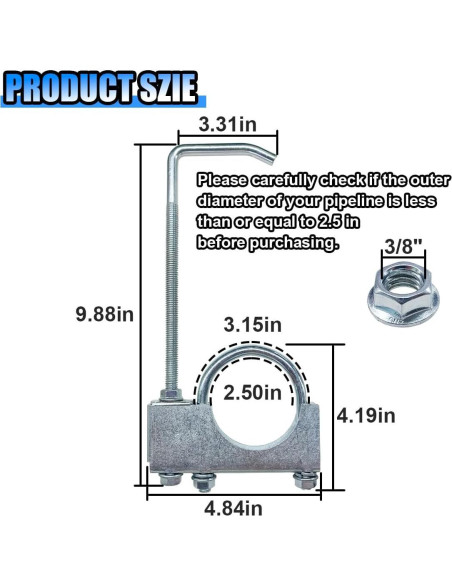 Abrazadera de Escape BDZMC con Soporte Universal 25.1 cm