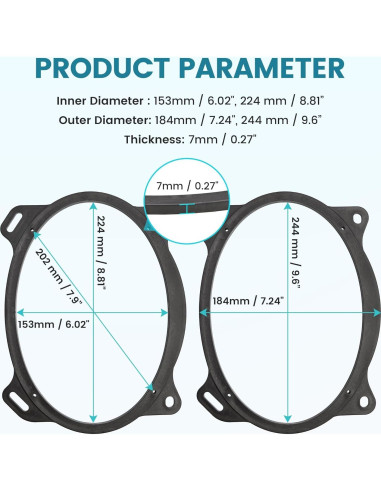 Anillo Adaptador Altavoz 6x9 NuIth Toyota Camry Corolla Yaris