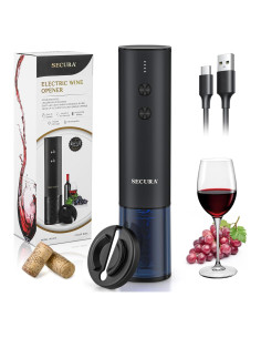 Abridor de Vino Eléctrico Secura Recargable Acero Inoxidable