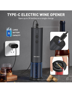 Abridor de Vino Eléctrico Secura Recargable Acero Inoxidable 2