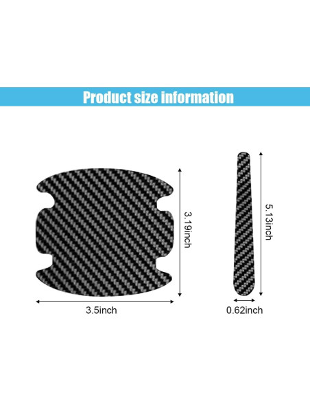 8 Protectores de Manija de Puerta Auto GLSOWEE Fibra Carbono