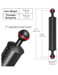 Brazo Flotante Subacuático MINIFOCUS D40mm 25,4cm 155g 2
