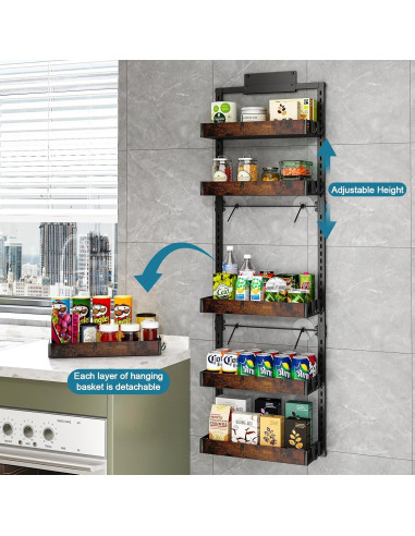 Organizador de despensa sobre puerta Bukfen, 6 niveles ajustables
