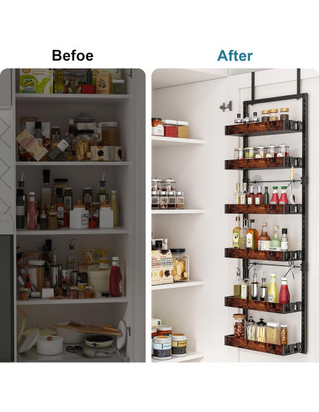 Organizador de despensa sobre puerta Bukfen, 6 niveles ajustables