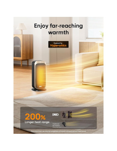 Calentador Eléctrico Dreo DR-HSH007 Oro 1500W con Control Remoto