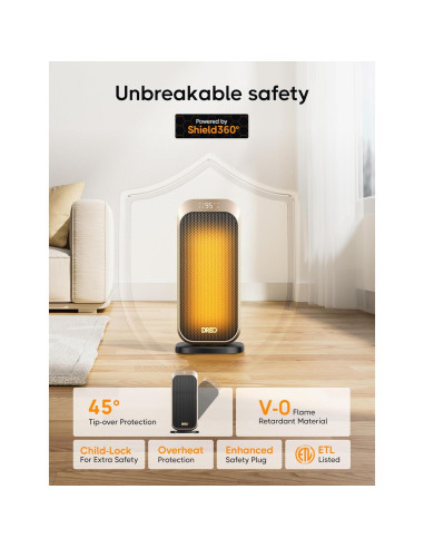 Calentador Eléctrico Dreo DR-HSH007 Oro 1500W con Control Remoto