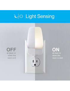 Luz Nocturna LED GE 2 Paquete Sensor Crepúsculo Blanco Cálido 2