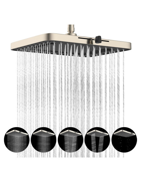 Cabezal de Ducha Hibbent 5 Modos Alta Presión 33 cm Níquel