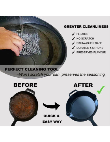 Limpiador de Sartén de Hierro Fundido Lucky Success 15.24 cm