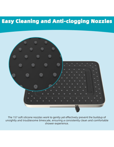 Cabezal de Ducha Hibbent 5 Modos Alta Presión 33 cm Níquel