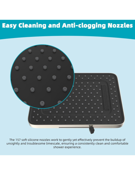 Cabezal de Ducha Hibbent 5 Modos Alta Presión 33 cm Níquel