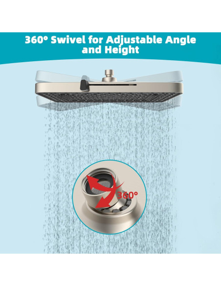 Cabezal de Ducha Hibbent 5 Modos Alta Presión 33 cm Níquel