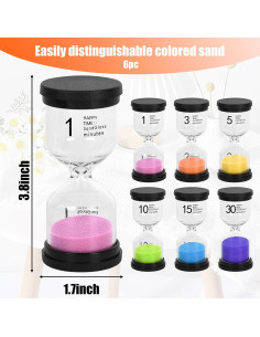 Temporizadores de Arena Shindel 6 Piezas Multicolor 1-30 Min 2