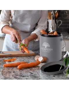 Contenedor de Compostaje de Cocina PERFNIQUE 4.9L Gris con Filtros 2