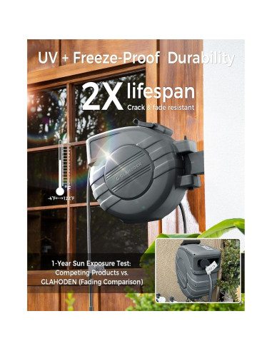 Carrete de Manguera de Jardín GLAHODEN 1/2" 19.81 m Automático