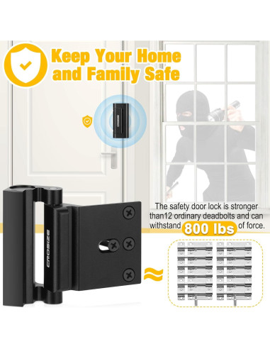 Cerradura de Seguridad Crosize para Puerta Interior Negra