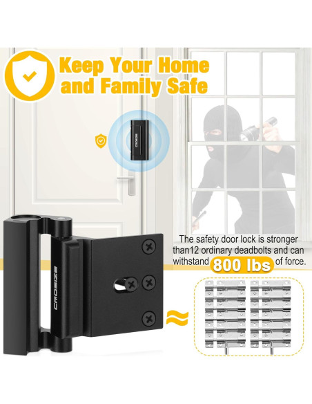 Cerradura de Seguridad Crosize para Puerta Interior Negra Cerradura de Seguridad Crosize para Puerta Interior Negra