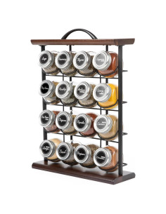 Estante de Especias Orii 16 Tarros de Vidrio Madera Acacia