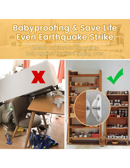 Anclajes de Muebles Booda Brand - Paquete de 10 - Seguridad Infantil