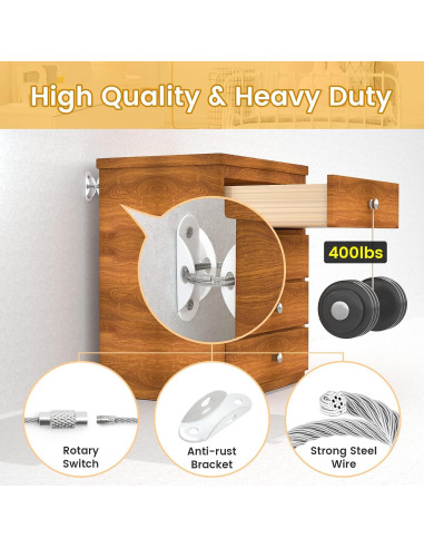 Anclajes de Muebles Booda Brand - Paquete de 10 - Seguridad Infantil