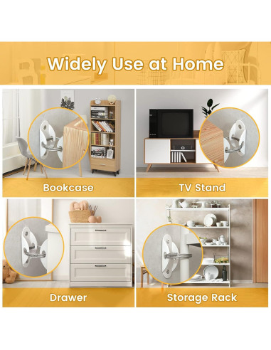 Anclajes de Muebles Booda Brand - Paquete de 10 - Seguridad Infantil