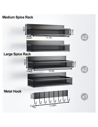 Estante Magnético Aufworld para Especias y Utensilios - 5 Piezas