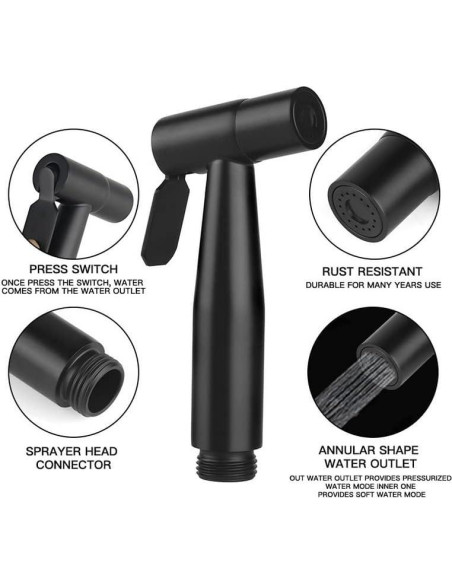 Rociador de Bidet de Mano Fat-Cattie Acero Inoxidable Negro Rociador de Bidet de Mano Fat-Cattie Acero Inoxidable Negro