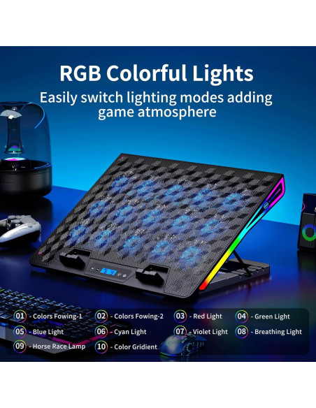 Base de Enfriamiento para Laptop KeiBn AA2-15 RGB 10-17.3"