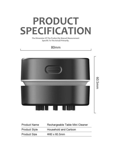 Aspiradora de escritorio ODISTAR inalámbrica 1000W negra